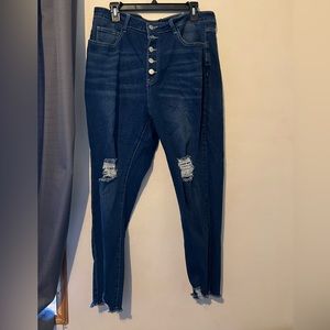 New/ Plus High Waist Ripped Raw Trim Skinny Jeans/ tried on and didn’t like fit